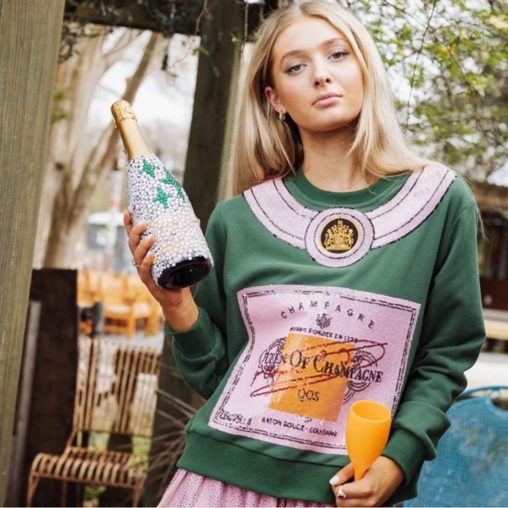 QUEEN OF SPARKLES Queen of Champagne Sweater